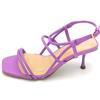 Miss Unique 2021-c7 sandalo pelle lilla cinturino caviglia tacco 7cm T