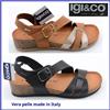 Igi & co Sandali da donna IGI E CO vera pelle con zeppa bassa estivi nero marrone comodi