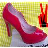 tuio Scarpe Donna Decoltè sandali alto rosso vernice lucido elegante tacco 39 40