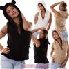 Felpa donna cappuccio orecchie pelliccia maglione gilet kawaii nuova AM585
