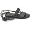 Mjus M98003 sandalo pelle nero laccio caviglia suola gomma U