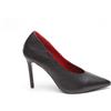 GAUDI' Decollete a Oblò a V in Morbida Nappa Nera Tacco Stiletto 10 cm -40-