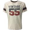 VINTAGE 55 t-shirt uomo ecru mezza manica modello FOOTBALL 55 100% cotone