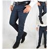 Guy pantaloni uomo Slim fit Elasticizzati Jeans 5 Tasche Cotone Caldo Invernali Blu