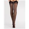 Fiore Calze Reggicalze Velate Nere DIVA 20 DENARI Balza a Pois + Riga e Tallone Cubano