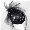 Cappello cerimonia elegante fascinator piume veletta mod3 bianco sposa art  D0609