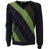 PANICALE maglia uomo a v disegno argyle viola 100% lana MADE IN ITALY