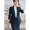 Tailleur completo donna ufficio giacca maniche lunghe gonna gessato blu 44 XL