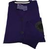 VINTAGE 55 cardigan uomo viola con toppe al gomito 100% lana mod M4004G 90