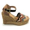 Vidorreta 07100 sandalo tessuto multicolor cinturino caviglia moro zeppa 10cm T