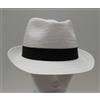 Made in Italy CAPPELLO TIPO PANAMA PAGLIA BIANCO FASCIA NERA TESA STRETTA MADE IN ITALY