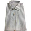 XACUS camicia uomo rigata bianco/azzurro 55% lino 45% cotone vestibilità slim