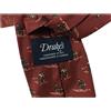 Drake's DRAKE'S LONDON cravatta uomo foderata fantasia sciatore mattone MADE IN ENGLAND