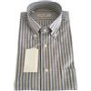 ICON LAB 1961 camicia uomo mezza manica Righe celeste/ecrù 100%cotone regular