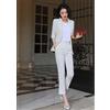 Tailleur donna completo elegante bianco gessato giacca pantaloni slim 44