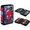 CoolPack Spiderman Nero Astuccio Grande Doppia Zip Con Accessori - 38pezzi