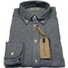 BRANCACCIO camicia uomo bianca/blu button down con taschino