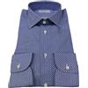BRANCACCIO camicia uomo manica lunga fantasia celeste slim 100% cotone ALBINI