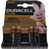 Duracell Batterie pile Duracell Ministilo 1.5 V blister da 4 batterie alcaline 1.5V AAA