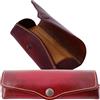 MIKA 28071004 - Custodia piccola per occhiali in vera pelle/sella, custodia per occhiali e ausilio visivo, per uomo e donna, custodia per occhiali in rosso, ca. 15 x 6 x 3 cm.