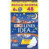 Lines Idea Ultra Notte con Ali, Pacco Scorta da 48 Assorbenti