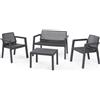 Keter Salottino da esterno in resina con cuscini e tavolo Emily Lounge Graphite Keter