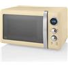 Swan Retro SM22030CNEU Microonde Digitale 20L, 5 Livelli di Potenza, Funzione di Scongelamento, Timer 60 Minuti, Porta Effetto Specchio, Piatto Girevole 27 cm, Design Vintage, Crema