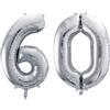 subitodisponibile Palloncinio FOIL MYLAR numero 60 ARGENTO - 86 cm 0YM0