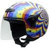 NZI Casco Demi-Jet Caschi Helix II JR Multi Daisy Moto, Blu/Giallo/Arancione/Rosso
