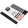 Amazon Basics -Set da Disegno a Carboncino da 17 pezzi: kit da disegno (6 Matite in Grafite e 3 in Carboncino,2 Carboncini,2 Bastoncini Conté e 1 Sfumino, 2 Gomme e 1 Temperamatite) per Bambini,Adulti