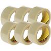 Scotch Nastro da Imballo 3M Packaging Tape Classic, Nastro Adesivo per Traslochi e Spedizioni, Confezione da 6 Rotoli, Avana/Trasparente, 50 mm x 66 m