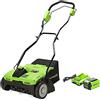 Greenworks Tools Arieggiatore a Batteria Li-Ion 40 V, 36 cm Larghezza di Lavoro, 3600 RPM, 20 Molle in Acciaio, Sacco Raccolta 30 L, con Batteria 2.5 Ah e Caricatore G40DT35K25