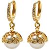 Damiano Argenti Orecchini Campanella in Argento 925 Placcato Oro con Perla e Zirconi Bianchi