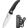 TONIFE Nova Full Tang Coltello da Caccia campeggio a Lama Fissa 6,8cm con Guaina Kydex Regolabile Facile Portabile con Cordino in Paracord per Outdoor, Sopravvivenza e Bushcraft（Nero）