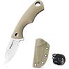 TONIFE Squirrel Full Tang Coltello da Collo Lama Fissa 4,3cm Totale 11,9cm con Fodero in Kydex e Catena a Sfera per Caccia, Campeggio, Sopravvivenza（Cachi）