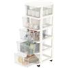 Cetomo Cassettiera in Plastica con Ruote, Cassetti di Stoccaggio, Cassetto, Torre per Casa, Ufficio, Armadio, Camera da Letto, Dormitorio, Smontabile, Scatola, PP, Trasparente e Bianco (5 Cassetti)
