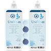 Univis Bio Soluzione Unica per Lenti a Contatto. Con Acido ialuronico ed Aloe vera - Flat Pack 2x250 ml + 2 Portalenti inclusi (compatibile con cassetta della posta)