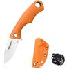 TONIFE Squirrel Full Tang Coltello da Collo Lama Fissa 4,3cm Totale 11,9cm con Fodero in Kydex e Catena a Sfera per Caccia, Campeggio, Sopravvivenza(Arancia)