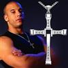 COLLANA CROCE DOMINIC TORETTO FAST FURIOUS CIONDOLO VIN DIESEL STRASS ARGENTO