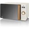 Swan Forno a microonde digitale Nordic 20 L, 6 livelli di potenza, timer da 60 minuti, facile pulizia, modalità scongelamento, manico effetto legno, bianco opaco