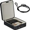Relaxdays Cassetta di Sicurezza Portatile con Combinazione Numeri e Cavo, Mini Cassaforte, Acciaio, HLP 6x16x20 cm, Nero