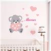 Ambiance Sticker col-VP002+col-inc-alfa030 Adesivo con nome personalizzato, motivo: orsetto, decorazione da parete per camera dei bambini, 2 fogli da 30 x 35 cm e 50 x 30 cm, colore: rosa