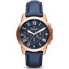 Fossil Orologio Uomo Fossil Grant Cronografo 44 mm Pelle Blu FS4835 NUOVO E ORIGINALE