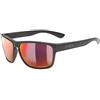 uvex LGL ocean P, occhiali da sole unisex, polarizzato, specchiato, black matt/red-red, one size