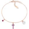 Amen Bracciale Donna AMEN BRCRPERRZ Argento 925% Rosè Croce Perla