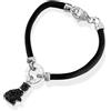 ROBERTO GIANNOTTI Bracciale MIS143 Argento 925% Gatto Charm Swarovski Nero Cuoio