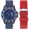 Nautica Orologio Uomo + Cinturino NAUTICA N83 FIN WORLD NAPFWF307 Silicone Blu Rosso