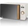 Swan Nordic Microonde Digitale da 20 L, 6 Livelli di Funzionamento, 800 W di Potenza, Timer 30 min, Facile Pulizia, Modalità Scongelamento, Design Moderno, Maniglia Effetto Legno, Bianco Opaco