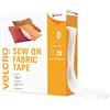 VELCRO Brand Nastro tessile da cucire e adesivo, Bianco 20mm x 5m | Lato asola da cucire e lato uncino adesivo, ideale per fissare tessuti a superfici rigide