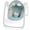 Ingenuity, Altalena portatile con cappottina Sun Valley, cappottina, 2 giocattoli, sedile reclinabile in 2 posizioni, unisex, 0-9 mesi, grigio